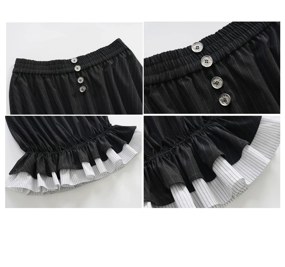 Pleated Ruffle Strapless Short All-in-One プリーツフリル ベアトップショートオールインワン