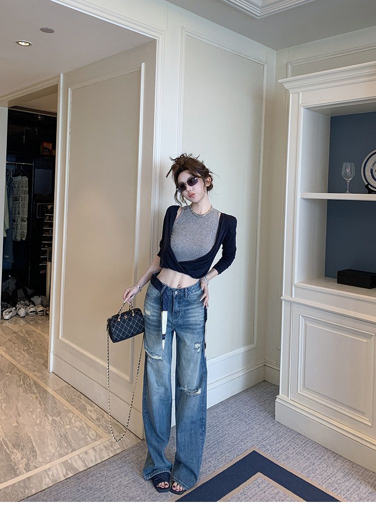 Damage Slim Straight Denim ダメージ スリム ストレート デニム