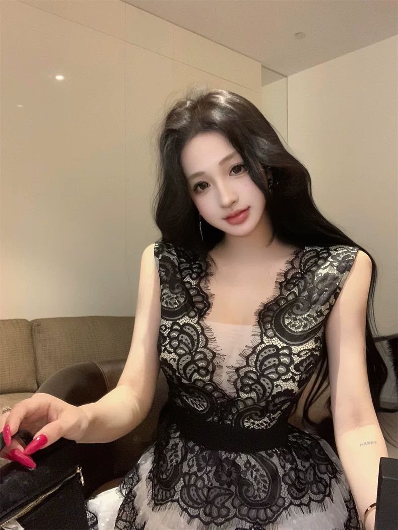 Lace Bicolor Dress レース バイカラー ドレス