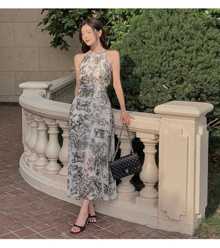 Halter Neck Pattern Dress ホルターネック パターンドレス