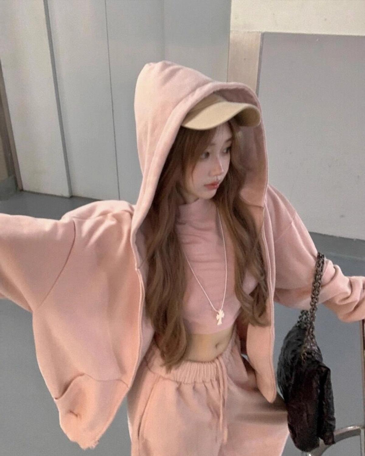 Pink Sweat Set Up フード付きスウェットセットアップ