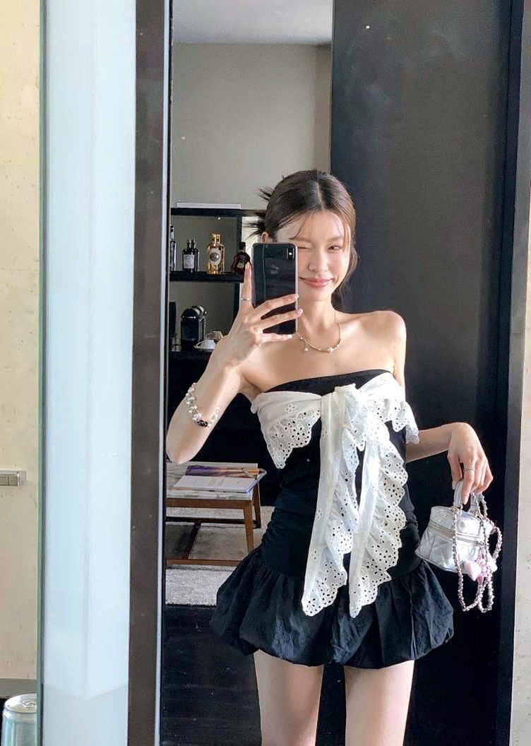 Ribbon Bare Top Baloon Skirt リボンベアトップ スカート