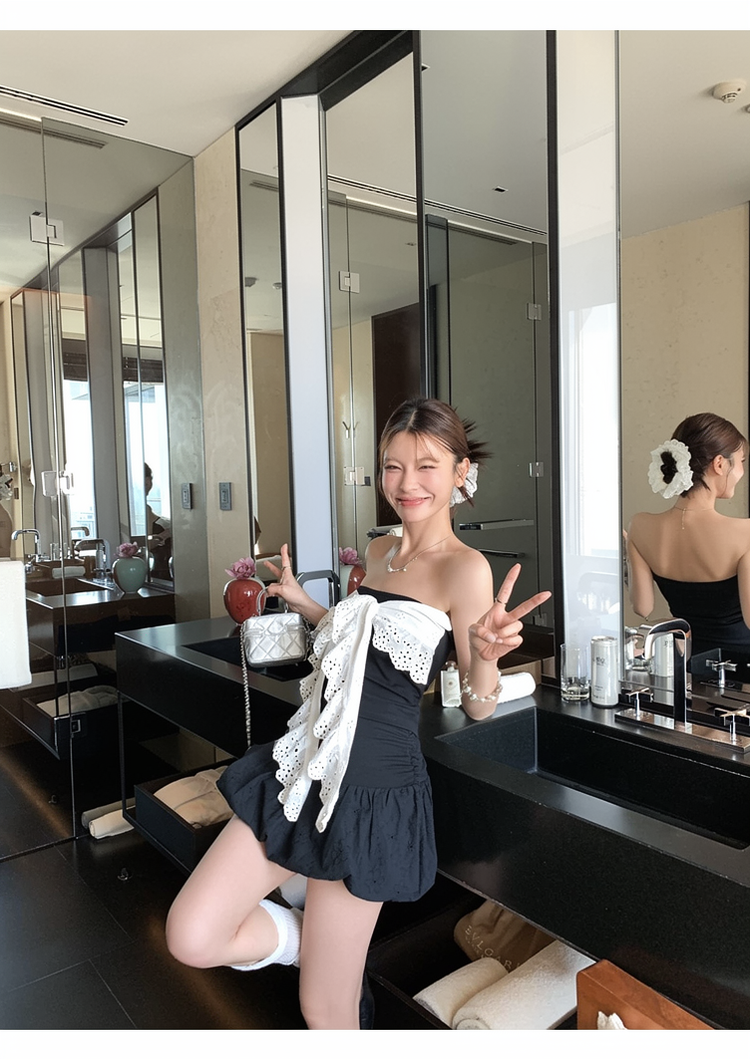 Ribbon Bare Top Baloon Skirt リボンベアトップ スカート