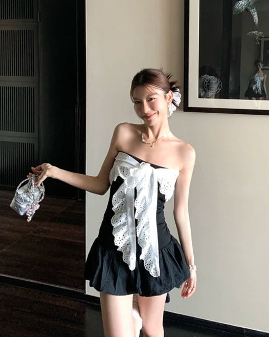 Ribbon Bare Top Baloon Skirt リボンベアトップ スカート