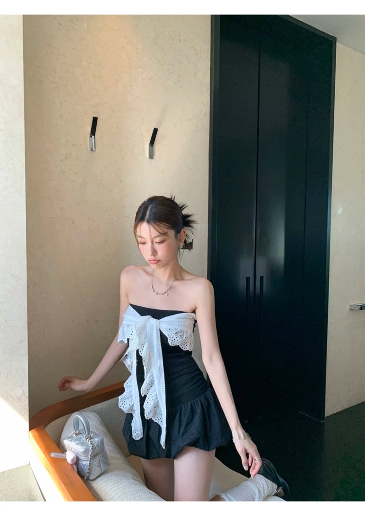 Ribbon Bare Top Baloon Skirt リボンベアトップ スカート