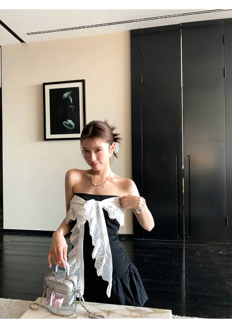 Ribbon Bare Top Baloon Skirt リボンベアトップ スカート
